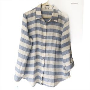 Coldwater Creek 100%linen Striped woman shirt‎ Sz M